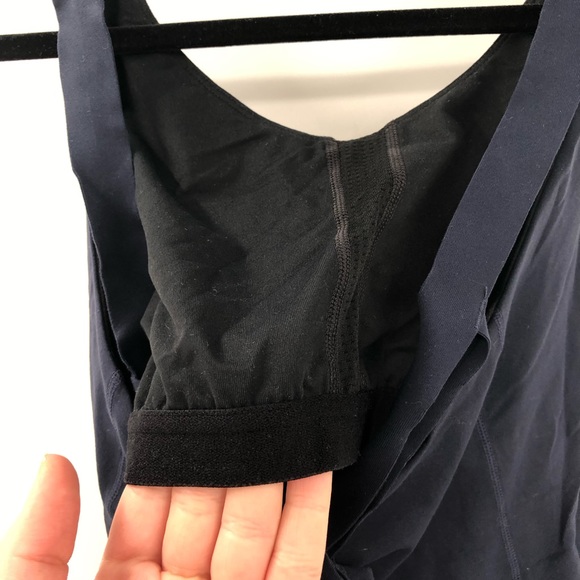 PRANA Verana Tank Strappy Cross Back Navy Blue Athletic Top Shelf Bra Built in M - Picture 6 of 8